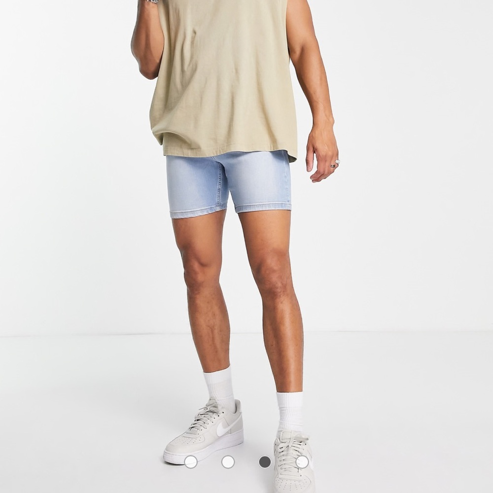 DTT Don’t Think Twice Light Wash Men’s Stretch Skinny Denim Shorts NWT